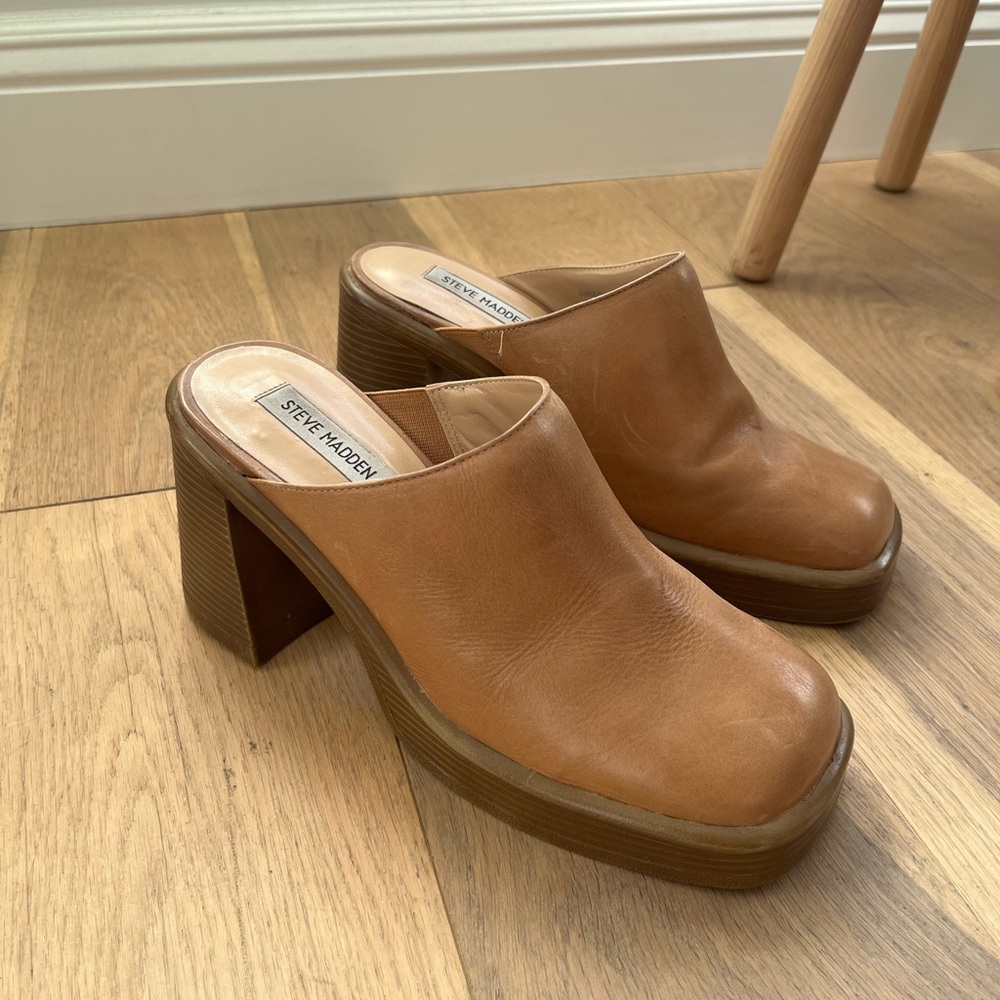 Steve Madden Brown Leather Mules